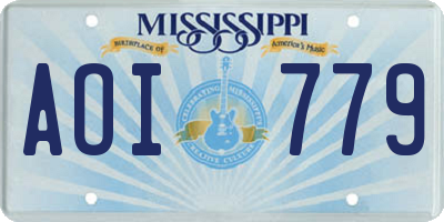 MS license plate AOI779