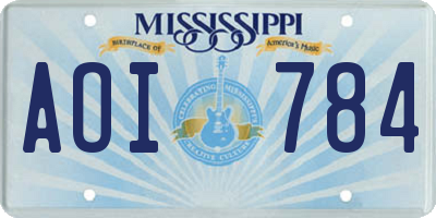 MS license plate AOI784