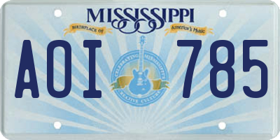 MS license plate AOI785