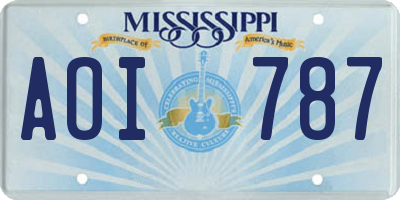 MS license plate AOI787