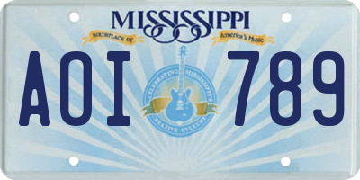 MS license plate AOI789