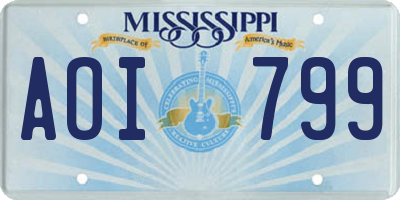 MS license plate AOI799