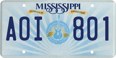 MS license plate AOI801