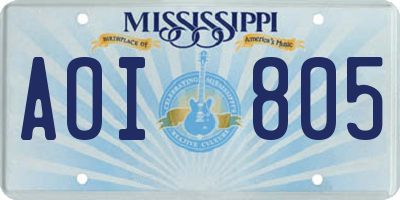 MS license plate AOI805