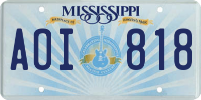 MS license plate AOI818