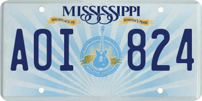 MS license plate AOI824