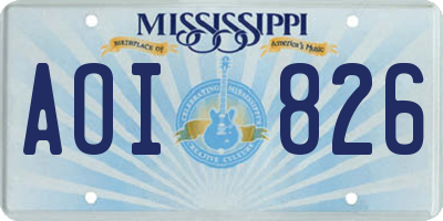 MS license plate AOI826