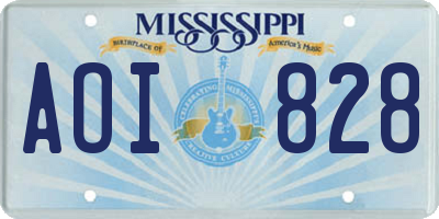 MS license plate AOI828