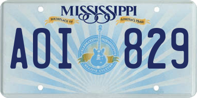 MS license plate AOI829