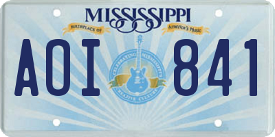 MS license plate AOI841