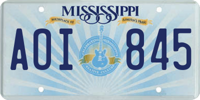 MS license plate AOI845
