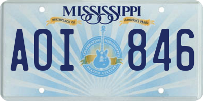 MS license plate AOI846