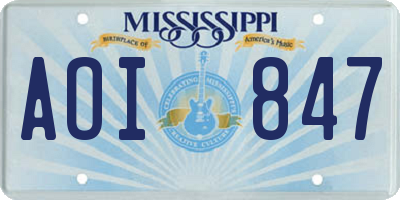 MS license plate AOI847