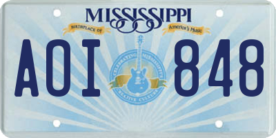 MS license plate AOI848