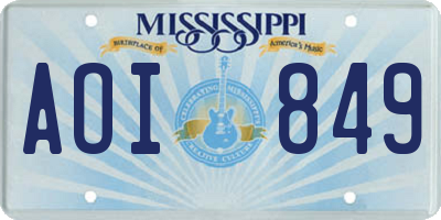 MS license plate AOI849
