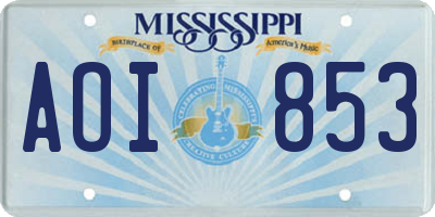 MS license plate AOI853