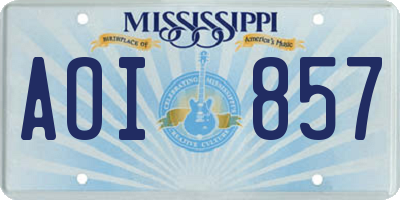MS license plate AOI857