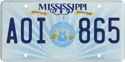 MS license plate AOI865