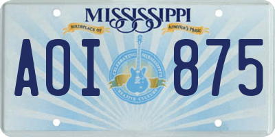 MS license plate AOI875