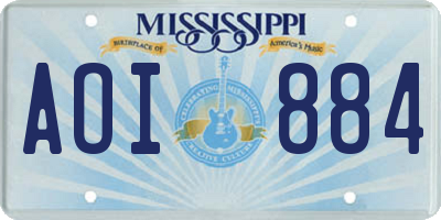 MS license plate AOI884