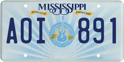 MS license plate AOI891
