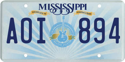 MS license plate AOI894