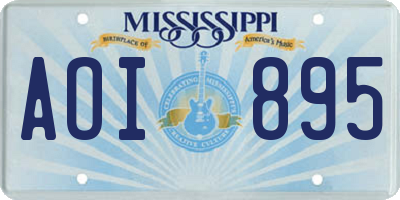 MS license plate AOI895