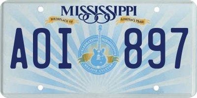 MS license plate AOI897