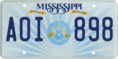 MS license plate AOI898
