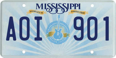 MS license plate AOI901