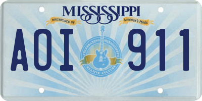 MS license plate AOI911