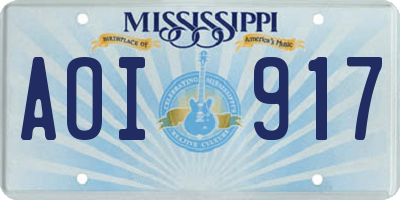 MS license plate AOI917