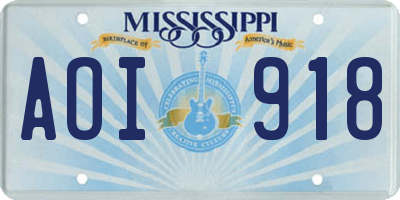 MS license plate AOI918