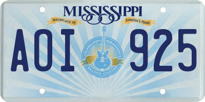 MS license plate AOI925