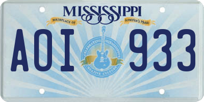 MS license plate AOI933