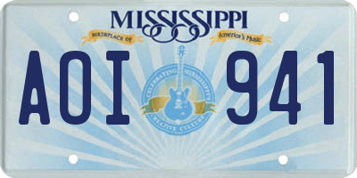 MS license plate AOI941