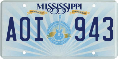 MS license plate AOI943