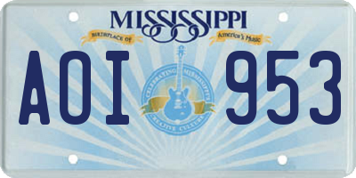 MS license plate AOI953