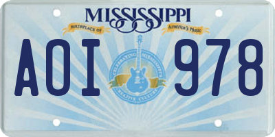 MS license plate AOI978