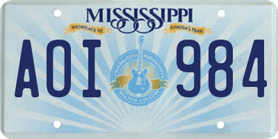 MS license plate AOI984