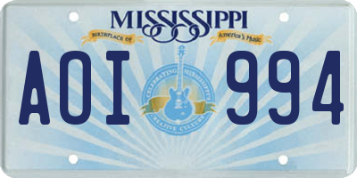 MS license plate AOI994