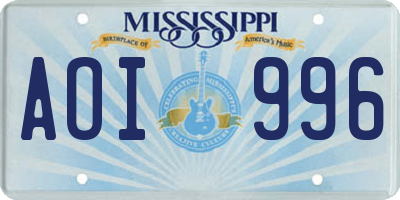 MS license plate AOI996