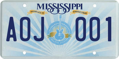 MS license plate AOJ001