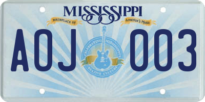 MS license plate AOJ003