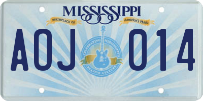 MS license plate AOJ014
