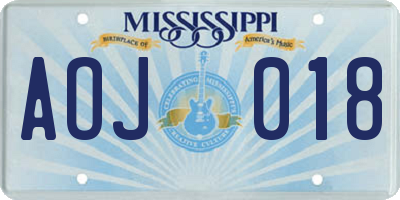 MS license plate AOJ018