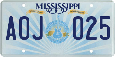 MS license plate AOJ025