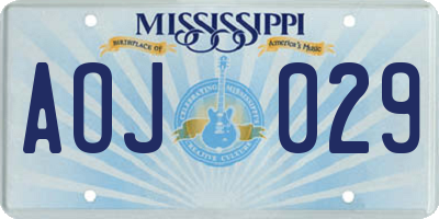 MS license plate AOJ029