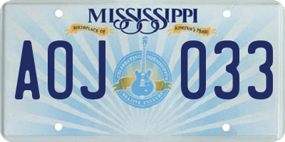 MS license plate AOJ033