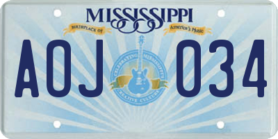 MS license plate AOJ034